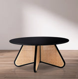 Butterfly Coffee Table - Elegant Mid-Century Design with Oak Veneer Top and Natural Cane Bottom Accent