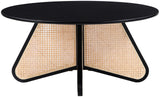 Butterfly Coffee Table - Elegant Mid-Century Design with Oak Veneer Top and Natural Cane Bottom Accent