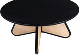 Butterfly Coffee Table - Elegant Mid-Century Design with Oak Veneer Top and Natural Cane Bottom Accent