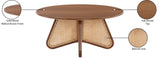 Butterfly Coffee Table - Elegant Mid-Century Design with Oak Veneer Top and Natural Cane Bottom Accent
