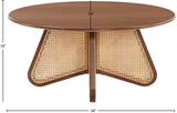 Butterfly Coffee Table - Elegant Mid-Century Design with Oak Veneer Top and Natural Cane Bottom Accent