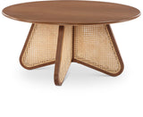 Butterfly Coffee Table - Elegant Mid-Century Design with Oak Veneer Top and Natural Cane Bottom Accent