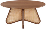 Butterfly Coffee Table - Elegant Mid-Century Design with Oak Veneer Top and Natural Cane Bottom Accent