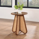 Butterfly End Table - Stunning Mid-Century Design with Oak Veneer Top and Natural Cane Base