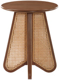 Butterfly End Table - Stunning Mid-Century Design with Oak Veneer Top and Natural Cane Base