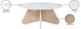 Butterfly Coffee Table - Elegant Mid-Century Design with Oak Veneer Top and Natural Cane Bottom Accent