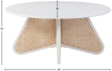 Butterfly Coffee Table - Elegant Mid-Century Design with Oak Veneer Top and Natural Cane Bottom Accent