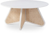 Butterfly Coffee Table - Elegant Mid-Century Design with Oak Veneer Top and Natural Cane Bottom Accent