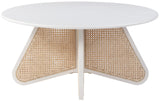 Butterfly Coffee Table - Elegant Mid-Century Design with Oak Veneer Top and Natural Cane Bottom Accent