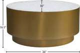 Presley Marble Coffee Table - Contemporary Round Design with Gold Metal Base for Stylish Living Spaces
