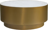 Presley Marble Coffee Table - Contemporary Round Design with Gold Metal Base for Stylish Living Spaces