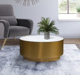 Presley Marble Coffee Table - Contemporary Round Design with Gold Metal Base for Stylish Living Spaces