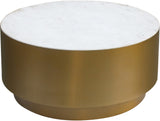 Presley Marble Coffee Table - Contemporary Round Design with Gold Metal Base for Stylish Living Spaces