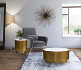 Presley Marble Coffee Table - Contemporary Round Design with Gold Metal Base for Stylish Living Spaces