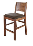 Parota 24" Barstool - Padded Faux Leather Seat with Wooden Frame