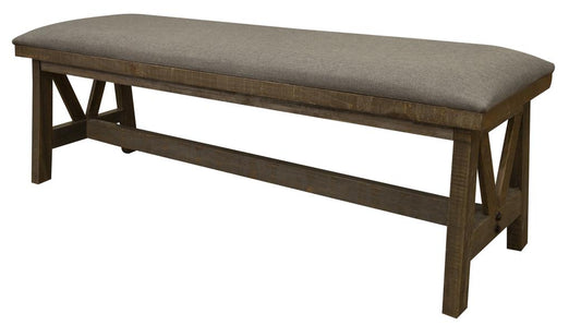 Wooden Bedroom Bench - Loft Brown Pine Collection with Iron Hardware