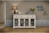 4 Glass Doors 3 Drawers Console - Solid Pine Wood Bonanza