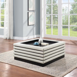 Rory Contemporary Coffee Table with Elegant Oak Veneer and Soft Leather Accents for Stylish Living