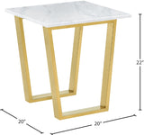 Cameron Contemporary End Table - Gold Stainless Steel & Stunning Marble Veneer Design, 20”W x 22”H