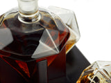 Diamond Whiskey and Wine Decanter, 750ml With 4 Diamond Glasses