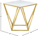 Mason Marble End Table - Contemporary Design with Gold Stainless Steel Frame and Genuine Marble Top