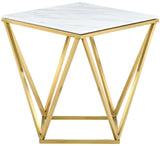 Mason Marble End Table - Contemporary Design with Gold Stainless Steel Frame and Genuine Marble Top