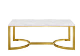 London Contemporary Coffee Table - Stylish Gold Stainless Steel Frame with Elegant Stone Top Design