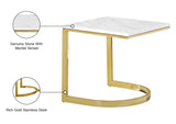 London Stone Contemporary End Table - Luxurious Gold Stainless Steel & Genuine Marble Top Design