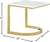 London Stone Contemporary End Table - Luxurious Gold Stainless Steel & Genuine Marble Top Design