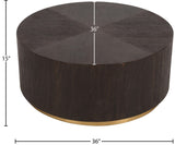 Nile Oak Wood Art Deco Coffee Table with Brushed Gold Base - Elegant Centerpiece for Modern Living