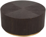 Nile Oak Wood Art Deco Coffee Table with Brushed Gold Base - Elegant Centerpiece for Modern Living