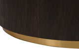 Nile Oak Wood Art Deco Coffee Table with Brushed Gold Base - Elegant Centerpiece for Modern Living