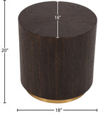 Nile Oak Wood Art Deco End Table with Brushed Gold Base - Chic Accent for Contemporary Living Spaces