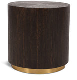 Nile Oak Wood Art Deco End Table with Brushed Gold Base - Chic Accent for Contemporary Living Spaces