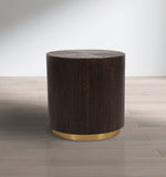 Nile Oak Wood Art Deco End Table with Brushed Gold Base - Chic Accent for Contemporary Living Spaces