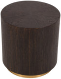 Nile Oak Wood Art Deco End Table with Brushed Gold Base - Chic Accent for Contemporary Living Spaces