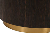 Nile Oak Wood Art Deco End Table with Brushed Gold Base - Chic Accent for Contemporary Living Spaces