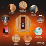 4-6 Person Electric Rock Heater Outdoor Barrel Sauna in White Cedar with 2-Person Cedar Cold Plunge Soaking Bathtub