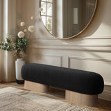 Robertson Luxurious Fabric Bench with Rich Oak Finish - Timeless Art Deco Style for Any Space