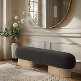 Robertson Luxurious Fabric Bench with Rich Oak Finish - Timeless Art Deco Style for Any Space