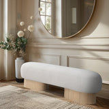 Robertson Luxurious Fabric Bench with Rich Oak Finish - Timeless Art Deco Style for Any Space