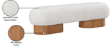 Robertson Cream Boucle Fabric Bench - Luxurious Art Deco Design with Walnut Finish for Modern Elegance