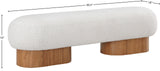 Robertson Cream Boucle Fabric Bench - Luxurious Art Deco Design with Walnut Finish for Modern Elegance
