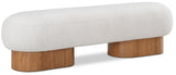 Robertson Cream Boucle Fabric Bench - Luxurious Art Deco Design with Walnut Finish for Modern Elegance