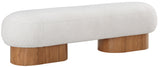 Robertson Cream Boucle Fabric Bench - Luxurious Art Deco Design with Walnut Finish for Modern Elegance