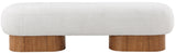 Robertson Cream Boucle Fabric Bench - Luxurious Art Deco Design with Walnut Finish for Modern Elegance