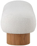 Robertson Cream Boucle Fabric Bench - Luxurious Art Deco Design with Walnut Finish for Modern Elegance