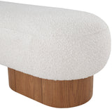 Robertson Cream Boucle Fabric Bench - Luxurious Art Deco Design with Walnut Finish for Modern Elegance