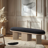 Wilshire Bench: Elegant Boucle Fabric Seating with Natural Oak Finish for Stylish Home Décor