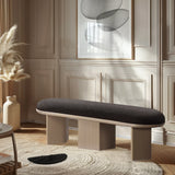 Wilshire Bench: Elegant Boucle Fabric Seating with Natural Oak Finish for Stylish Home Décor